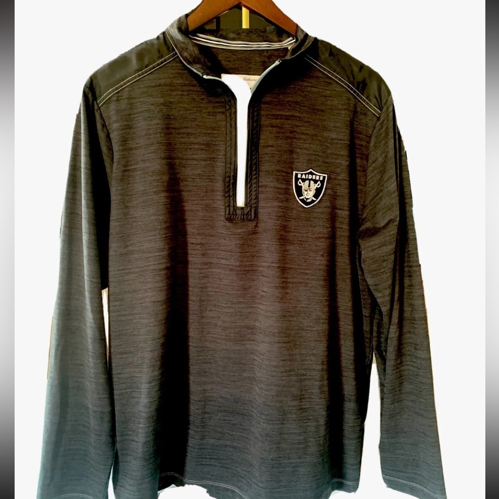 LAS VEGAS RAIDERS TOMMY BAHAMA Half Zip Long Sleeve Black Grau NFL Men’s Medium
